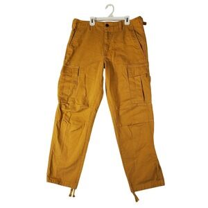 Banana Republic Mens Chai Tea Yellow Cargo Pants 33R Straight Leg Utility Twill